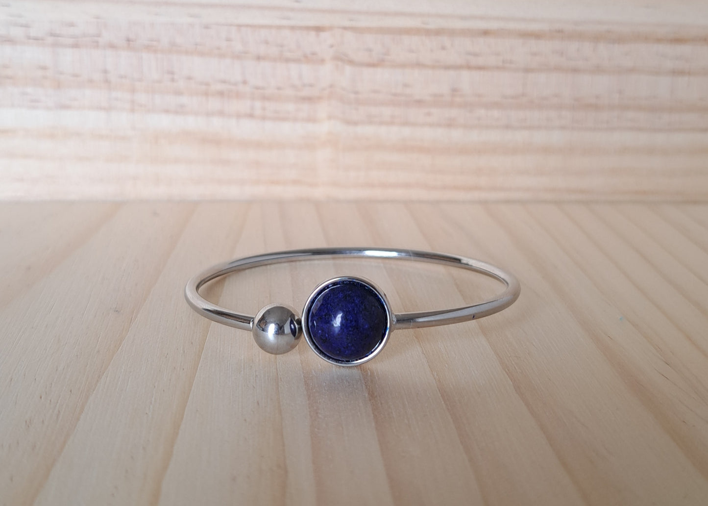 Bracelet jonc Lapis lazuli - Doré ou argenté