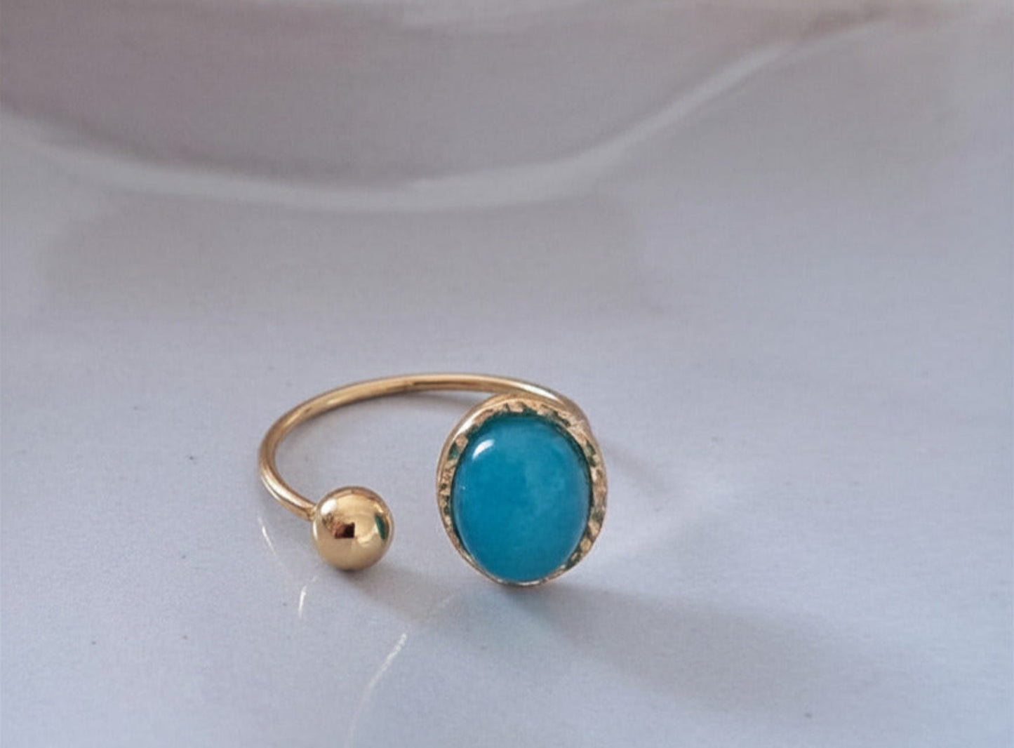 Bague réglable pierre naturelle au choix - Dorée ou argentée