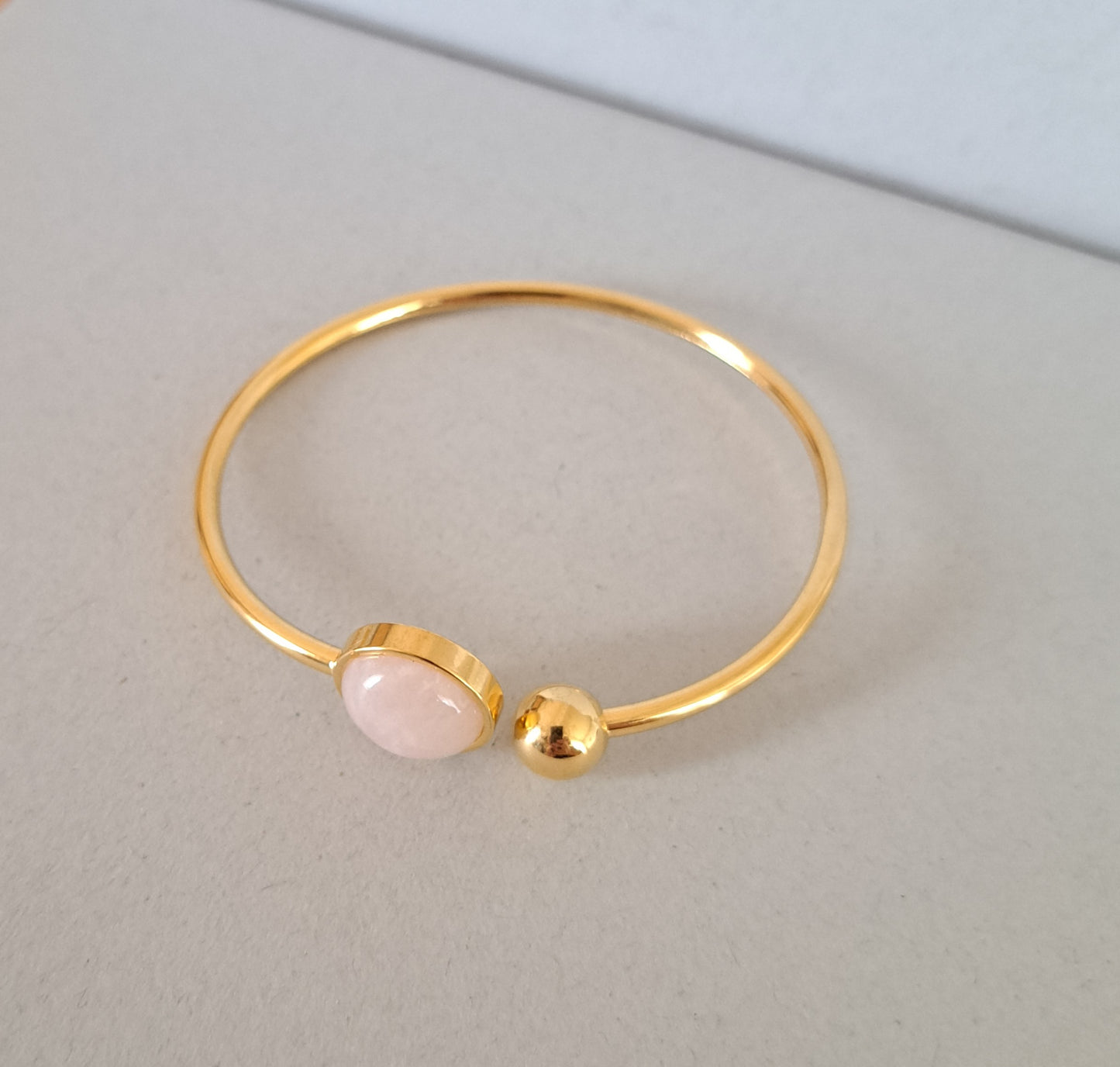 Bracelet jonc Quartz rose doré ou argenté