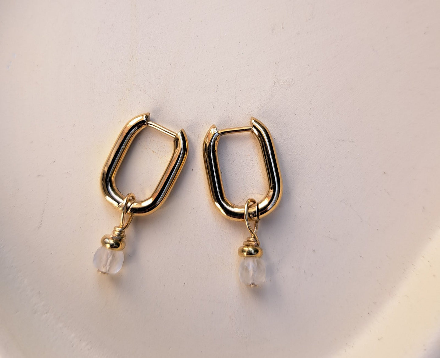 Boucles d'oreilles Pierre de lune  - Doré ou argenté