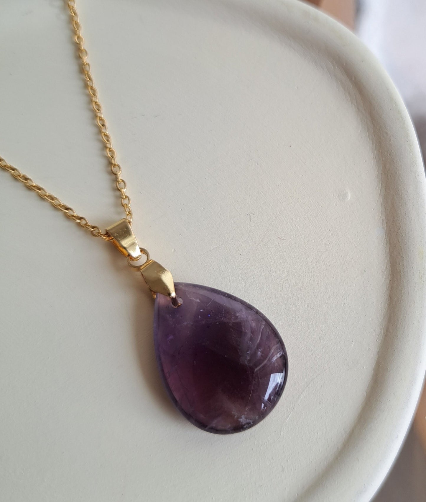 Collier pendentif Améthyste - Doré ou Argenté