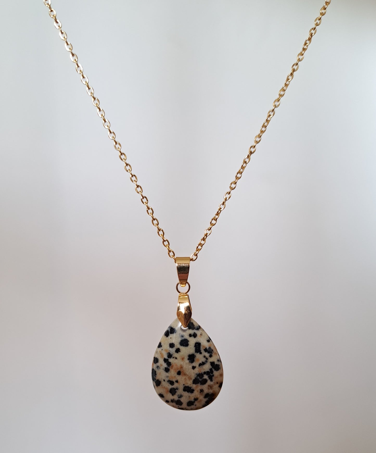 Collier pendentif Jaspe léopard - Argenté ou Doré