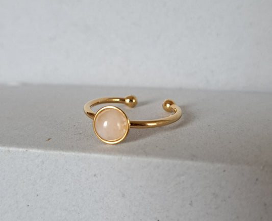 Bague fine Quartz rose - Réglable