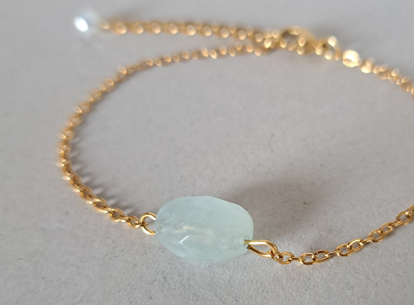 Bracelet pierre Aigue-Marine - Argenté ou Doré