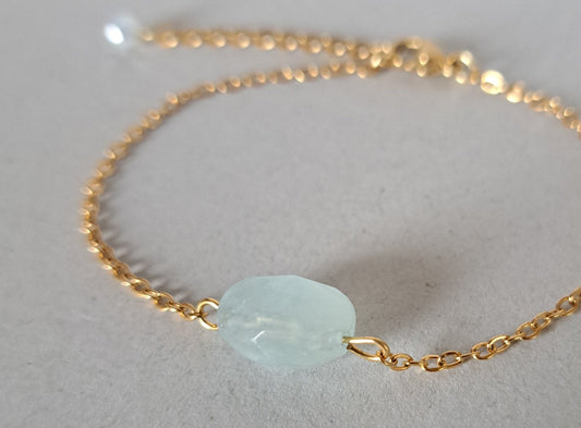 Bracelet pierre Aigue-Marine - Argenté ou Doré