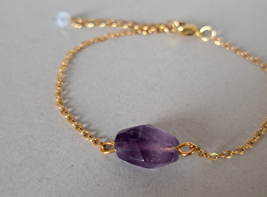 Bracelet pierre Améthyste - Argenté ou Doré