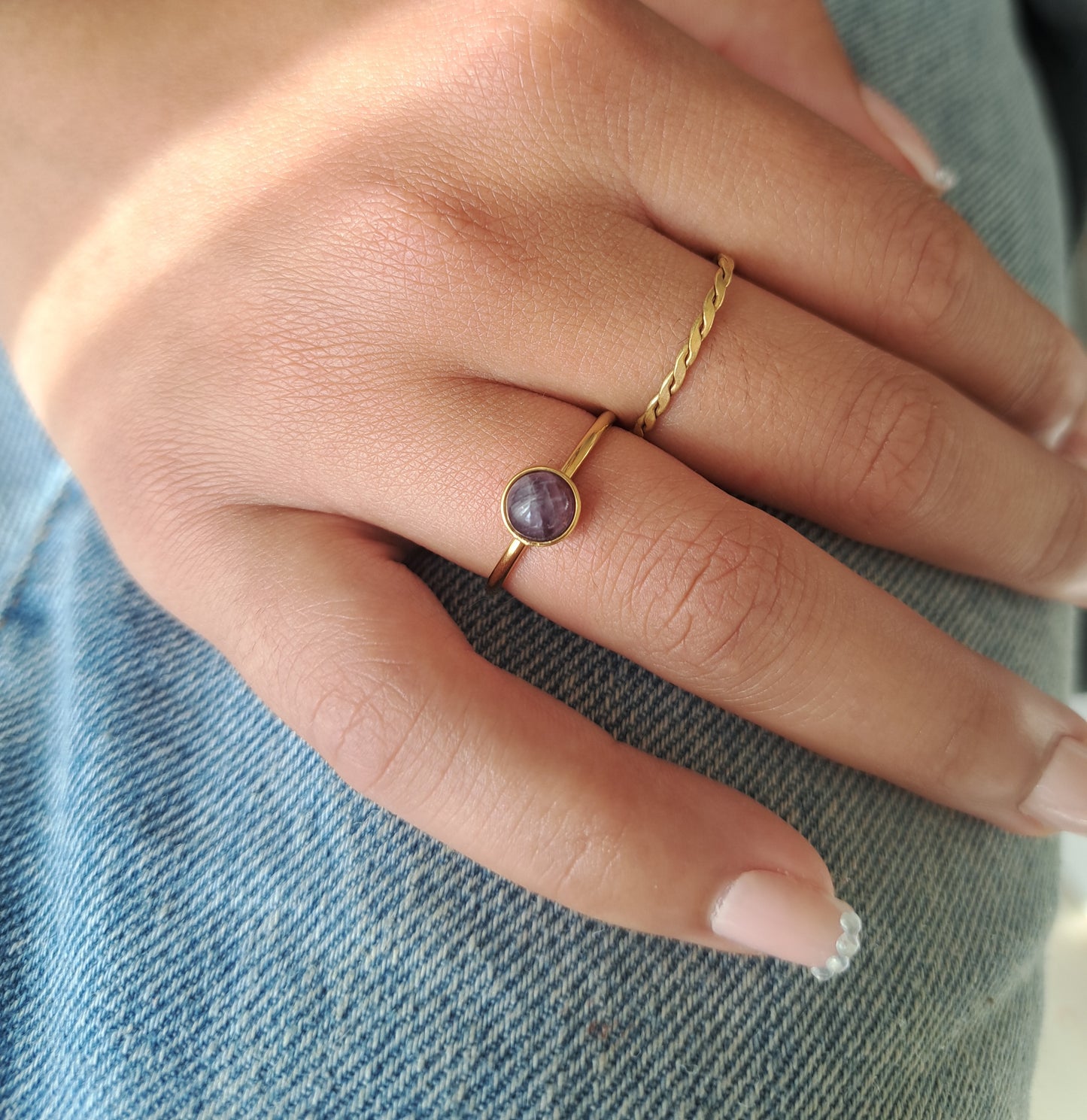 Bague fine Améthyste - Réglable