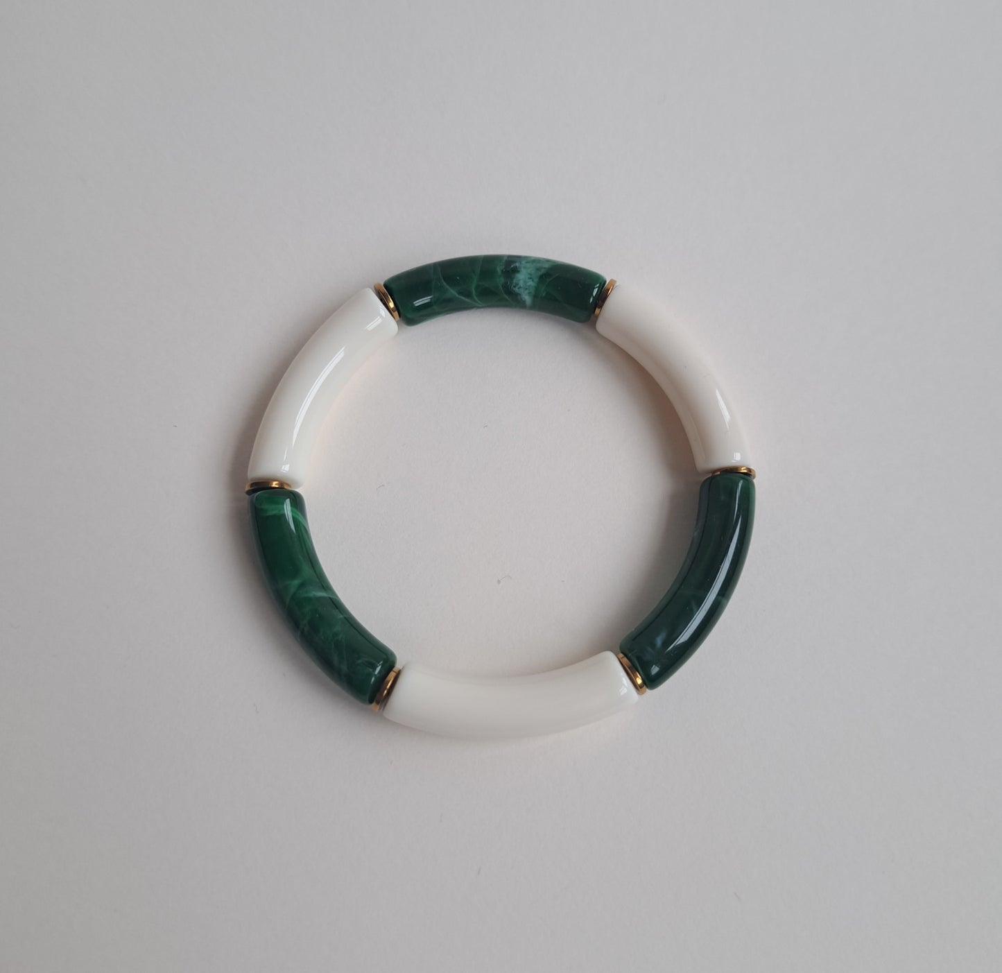 Lot de 3 bracelets vert, écru et doré