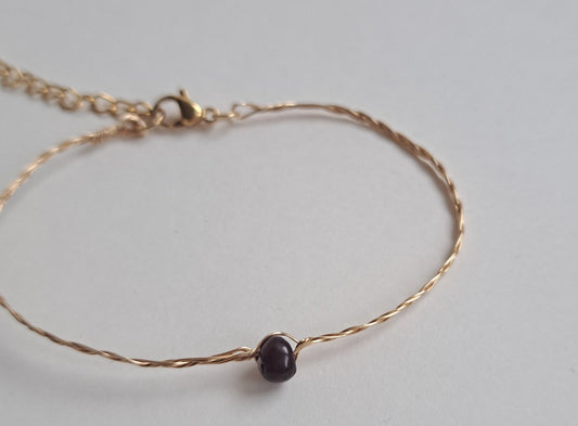 Bracelet tressé Grenat - Argenté ou Doré