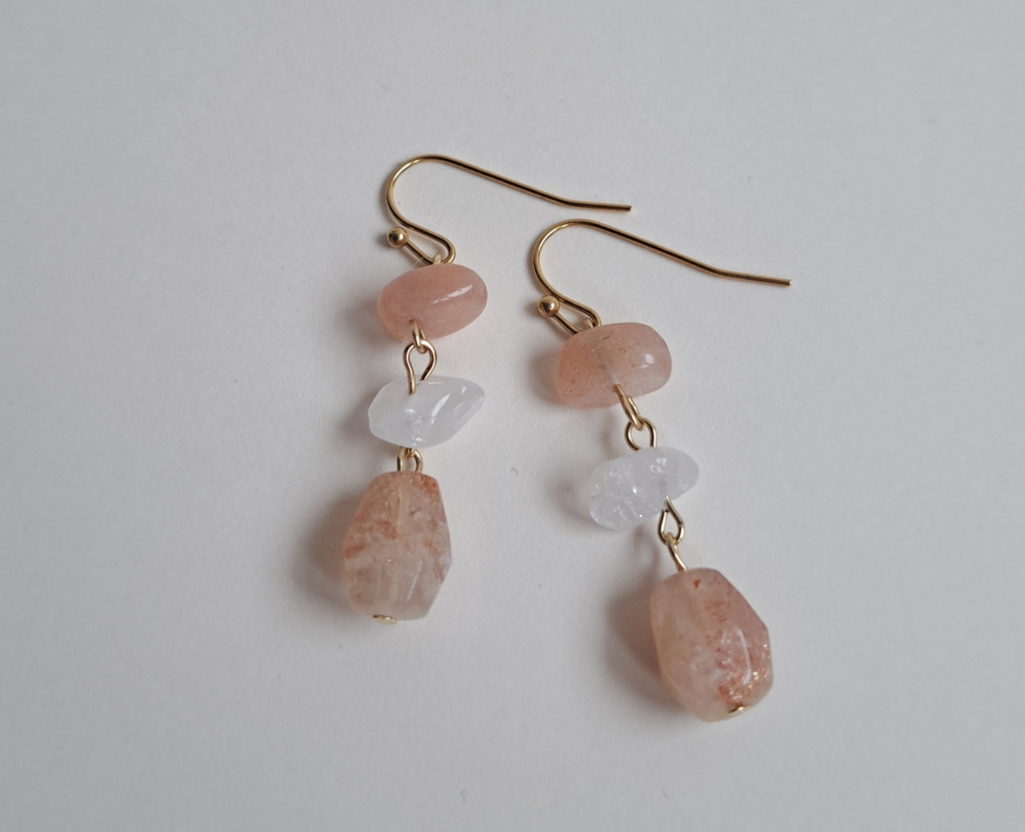 Boucles d'oreilles Pierres de soleil et Cristal de roche