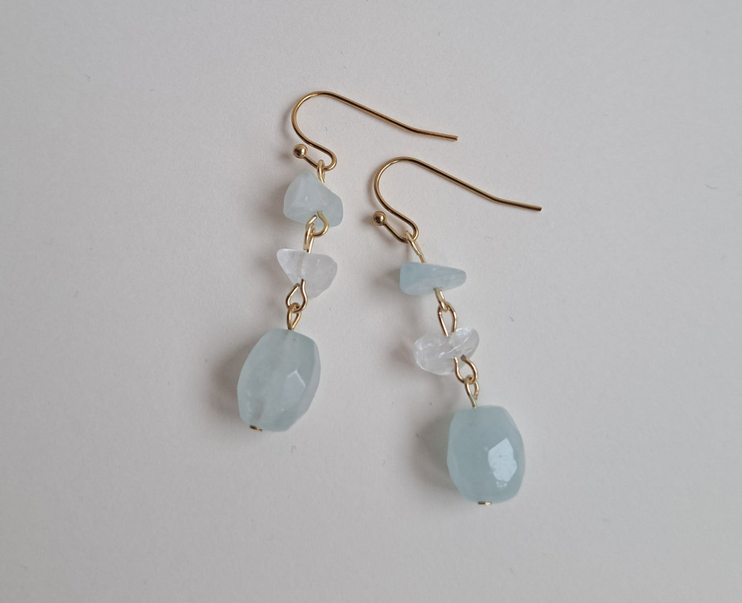 Boucles d'oreilles Aigue-marine et Cristal de roche