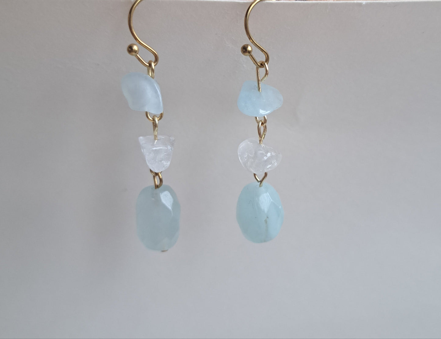 Boucles d'oreilles Aigue-marine et Cristal de roche