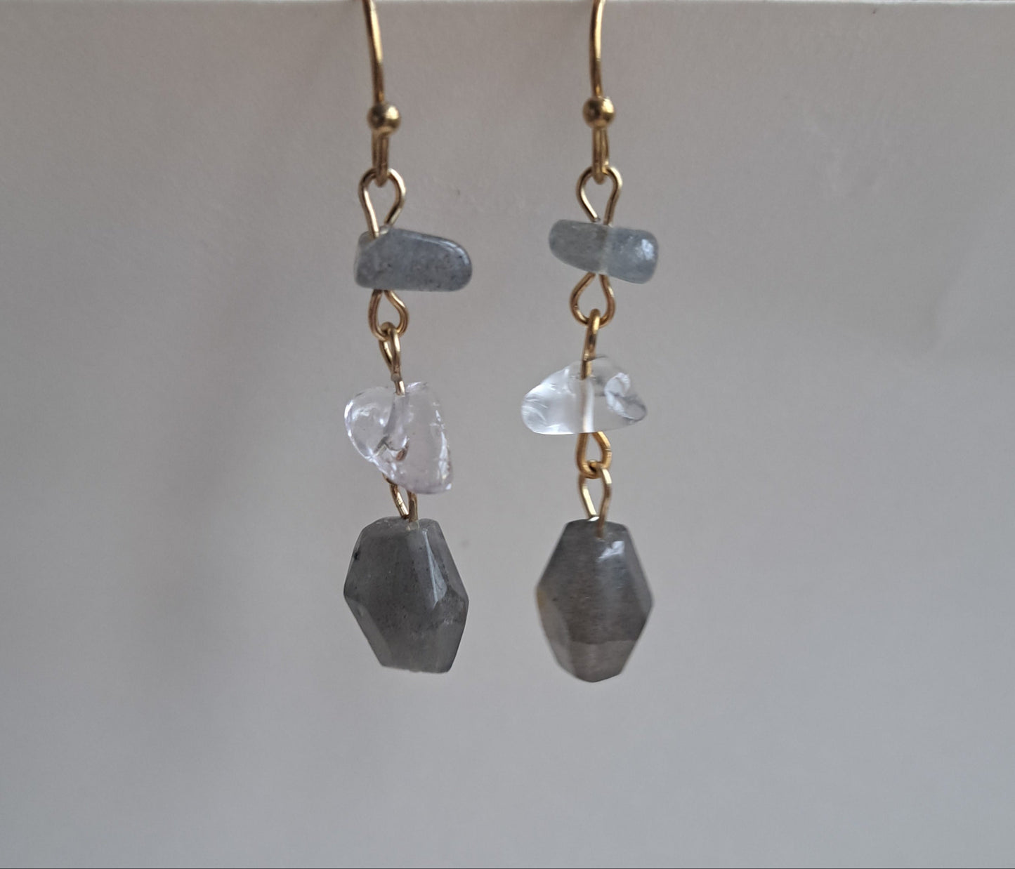 Boucles d'oreilles Labradorite et Cristal de roche