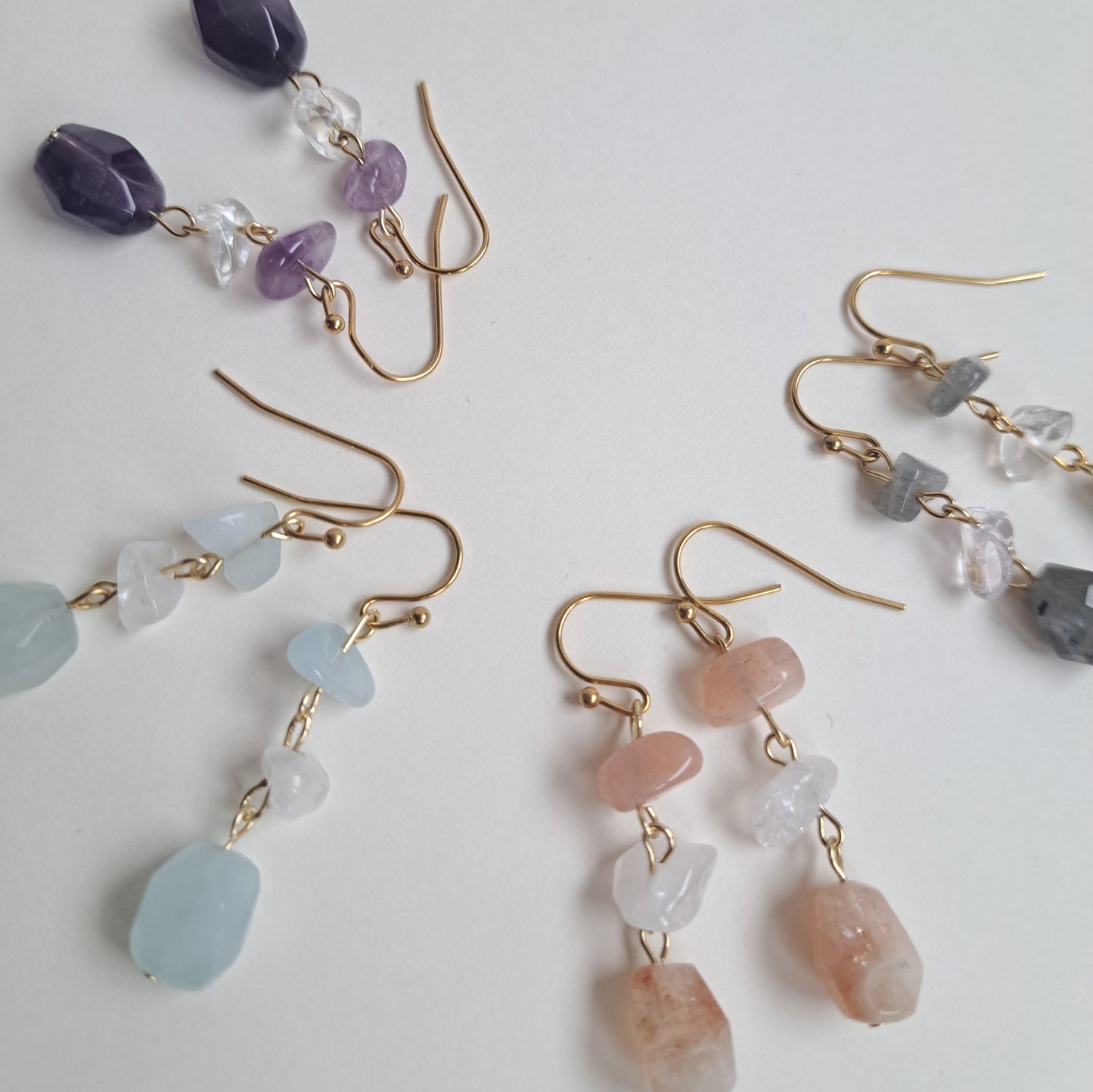 Boucles d'oreilles Améthyste et Cristal de roche