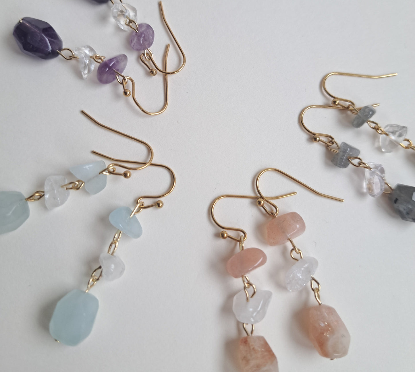 Boucles d'oreilles Aigue-marine et Cristal de roche