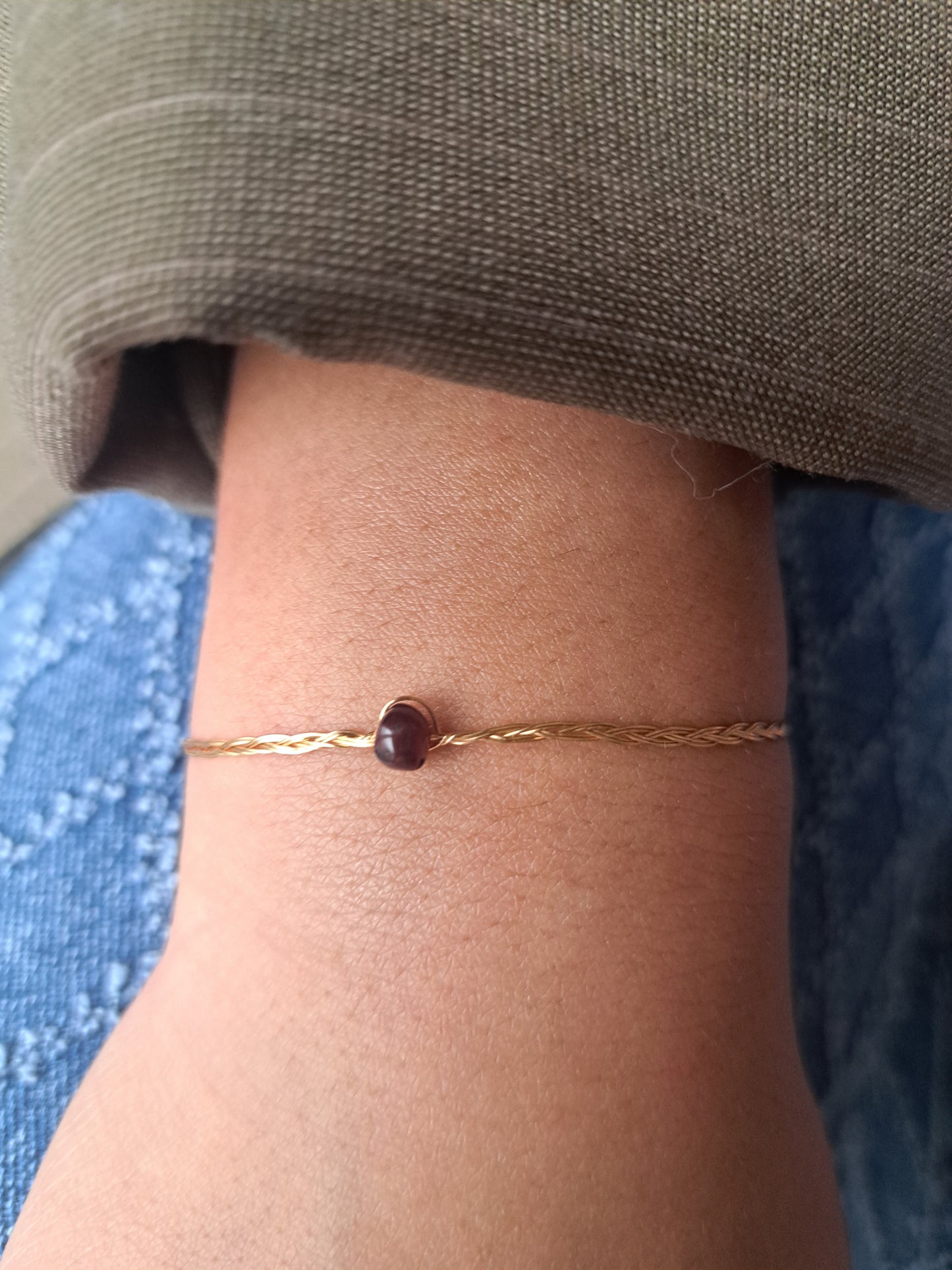 Bracelet tressé Grenat - Argenté ou Doré