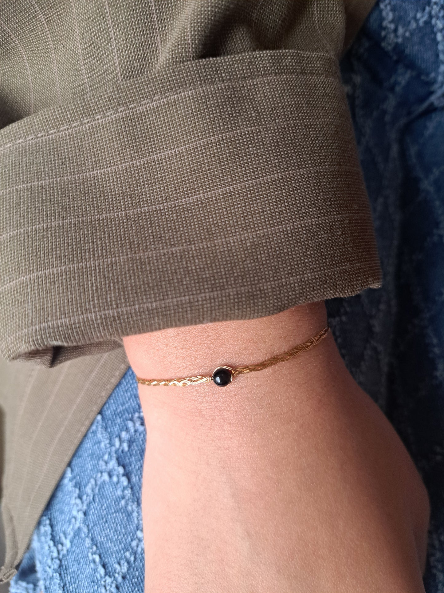 Bracelet tressé Tourmaline - Argenté ou Doré
