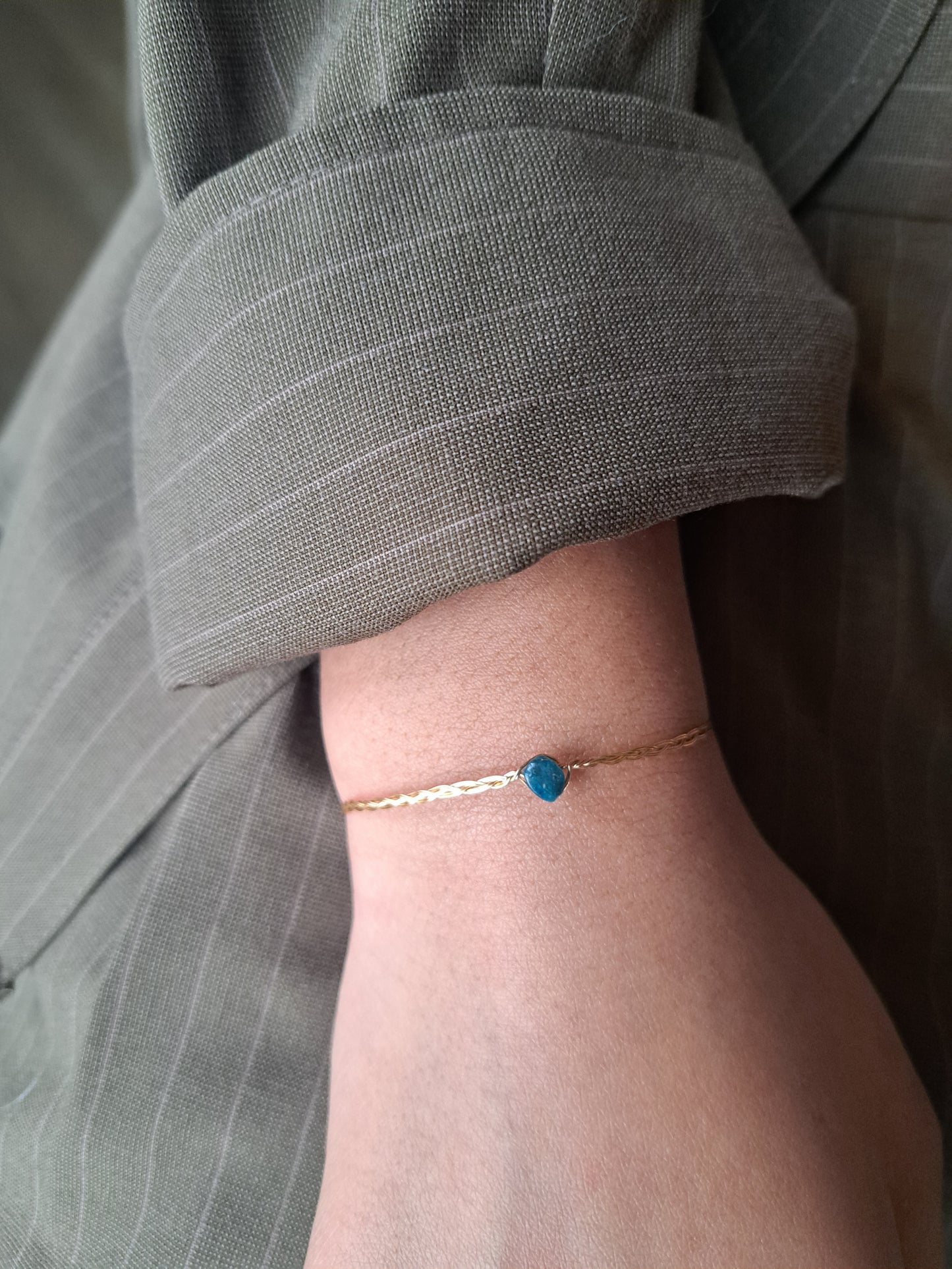 Bracelet tressé Apatite - Argenté ou Doré