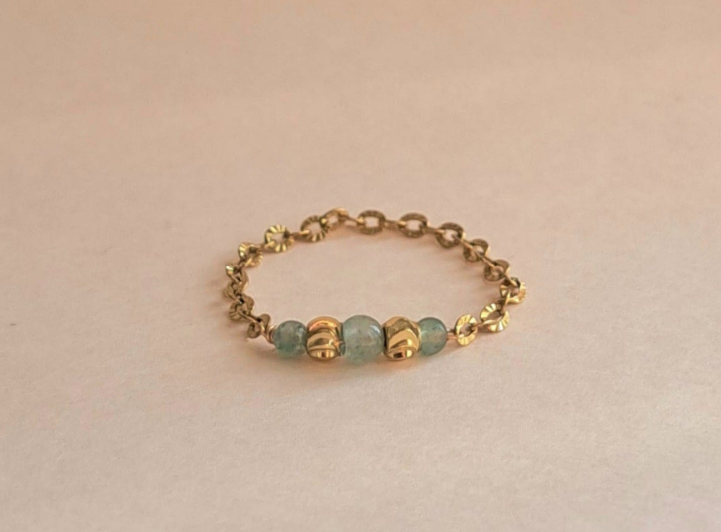 Bague chaîne Perles aventurine - du 46 au 65