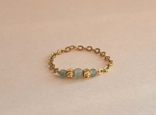 Bague chaîne Perles aventurine - du 46 au 65