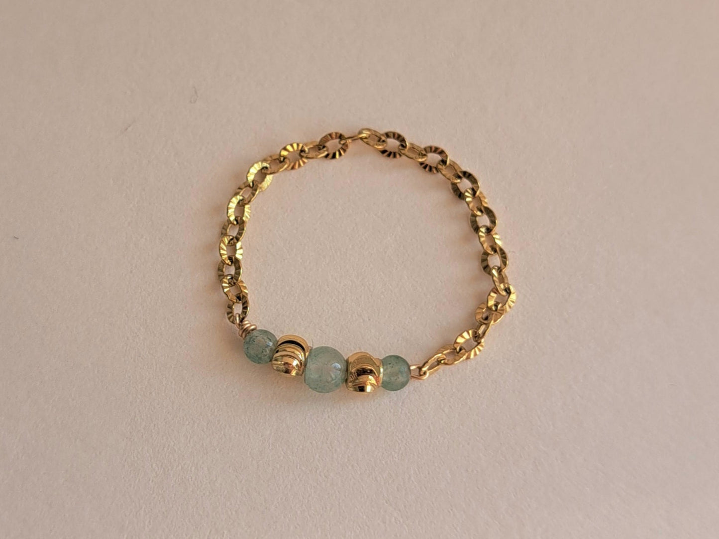 Bague chaîne Perles aventurine - du 46 au 65