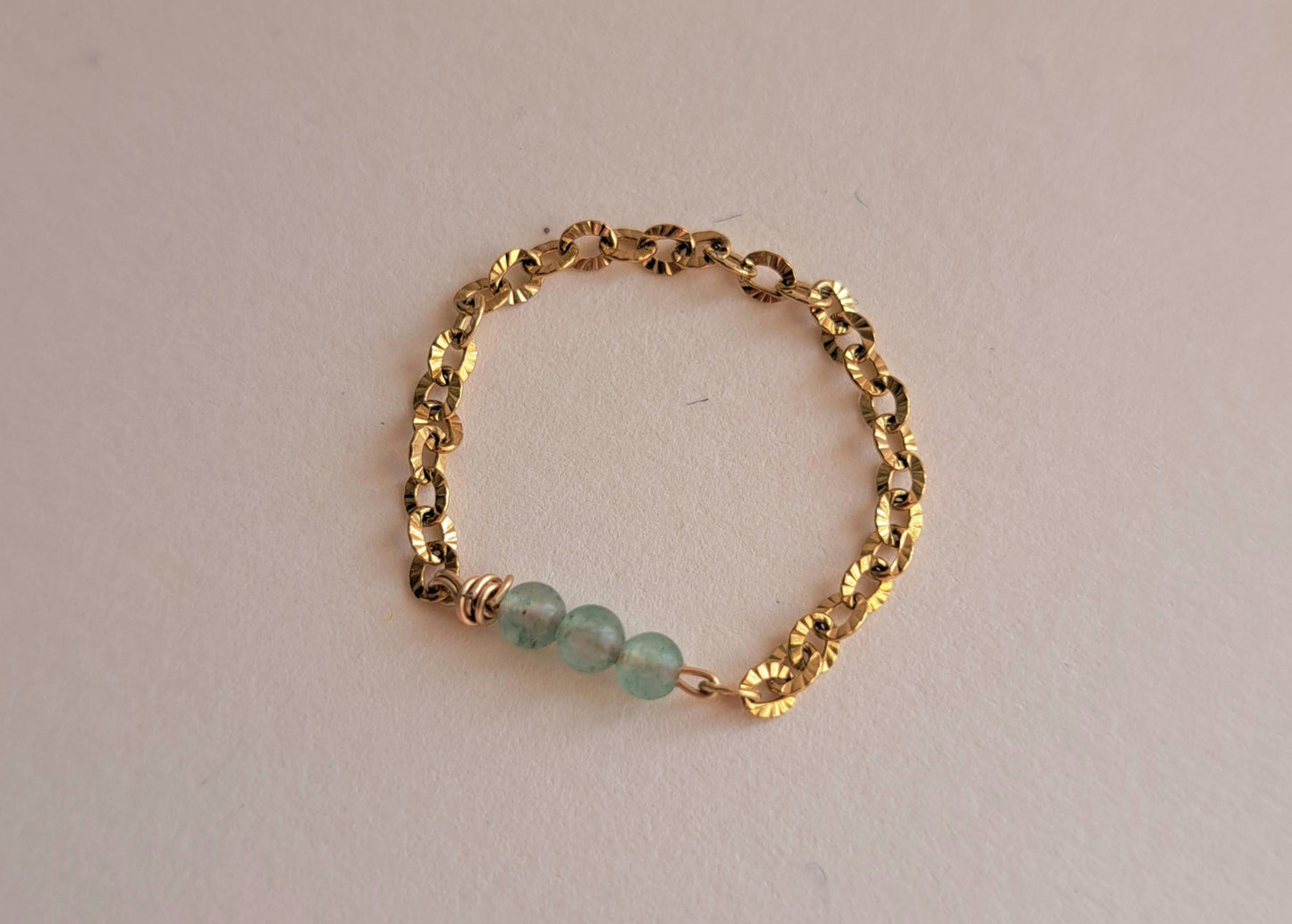 Bague chaîne Perles Aventurine - du 46 au 65