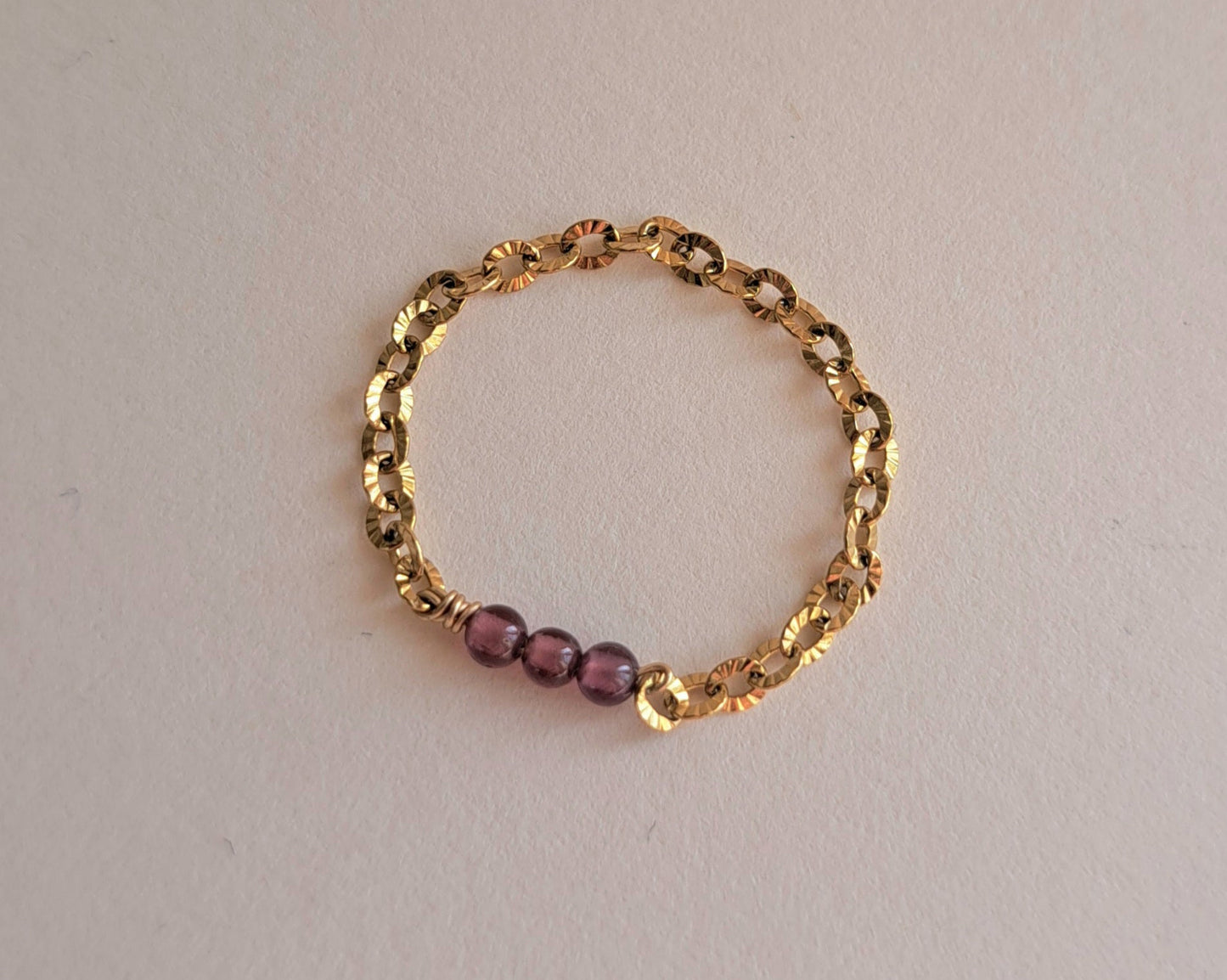 Bague chaîne Perles Améthyste - du 46 au 65