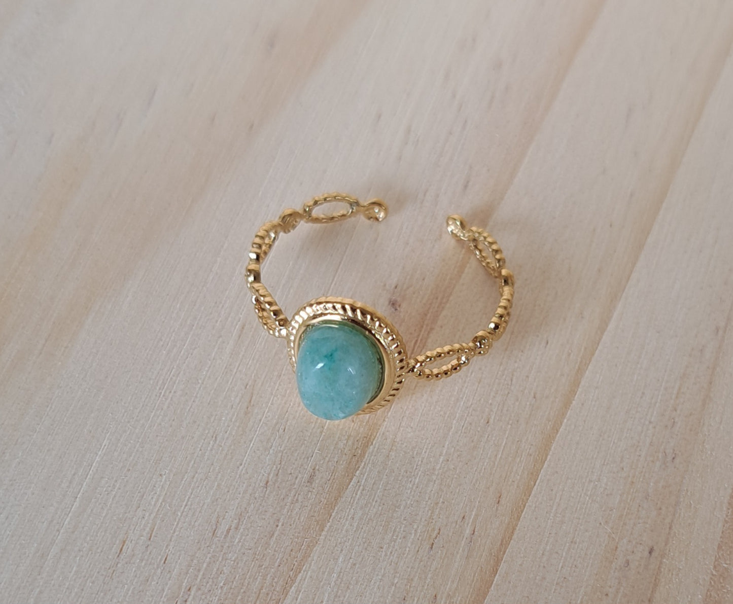 Bague sertie Aventurine - Argentée ou dorée