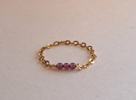 Bague chaîne Perles Améthyste - du 46 au 65