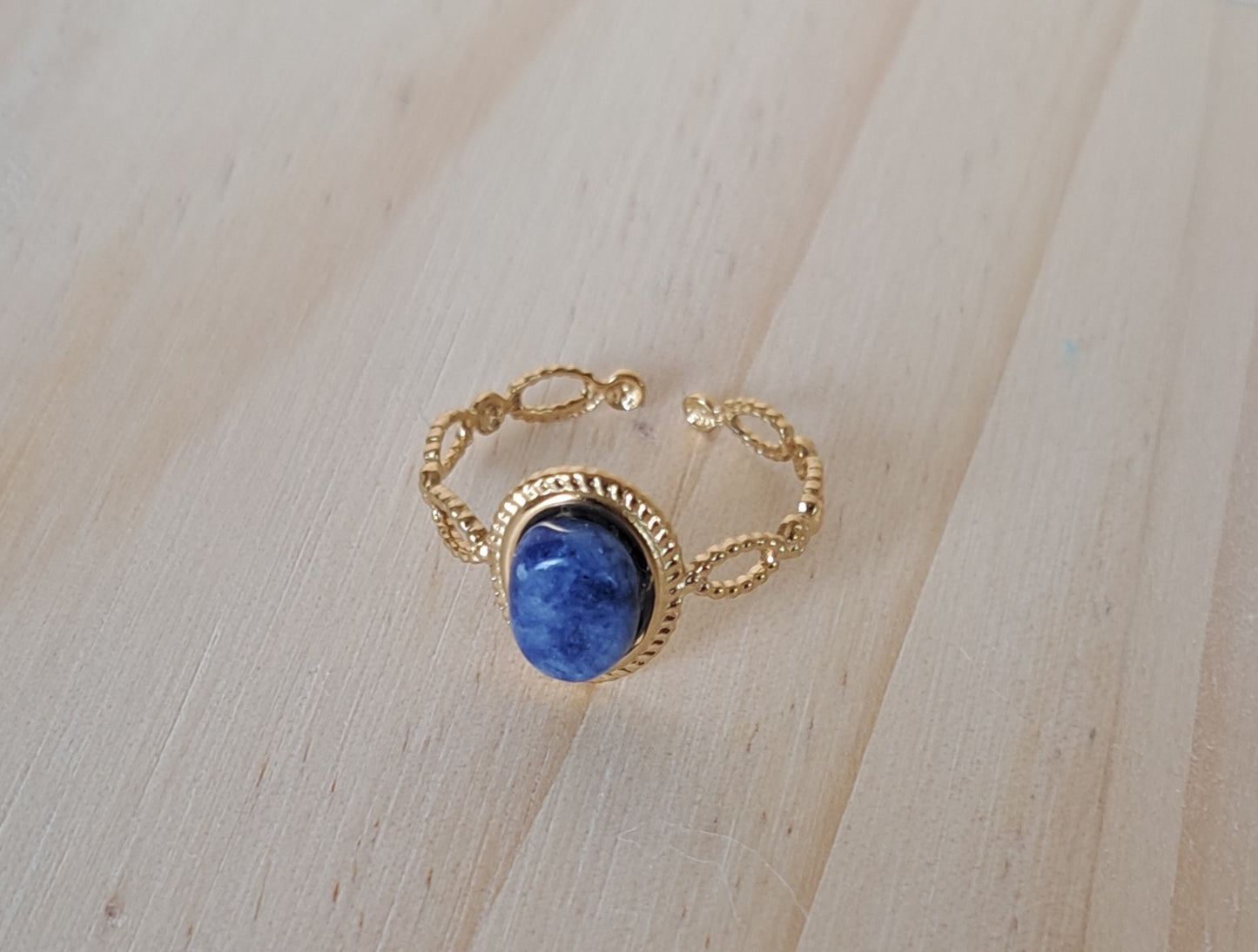 Bague sertie Lapis lazuli - Argentée ou dorée