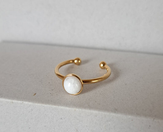 Bague fine Pierre de lune - Réglable