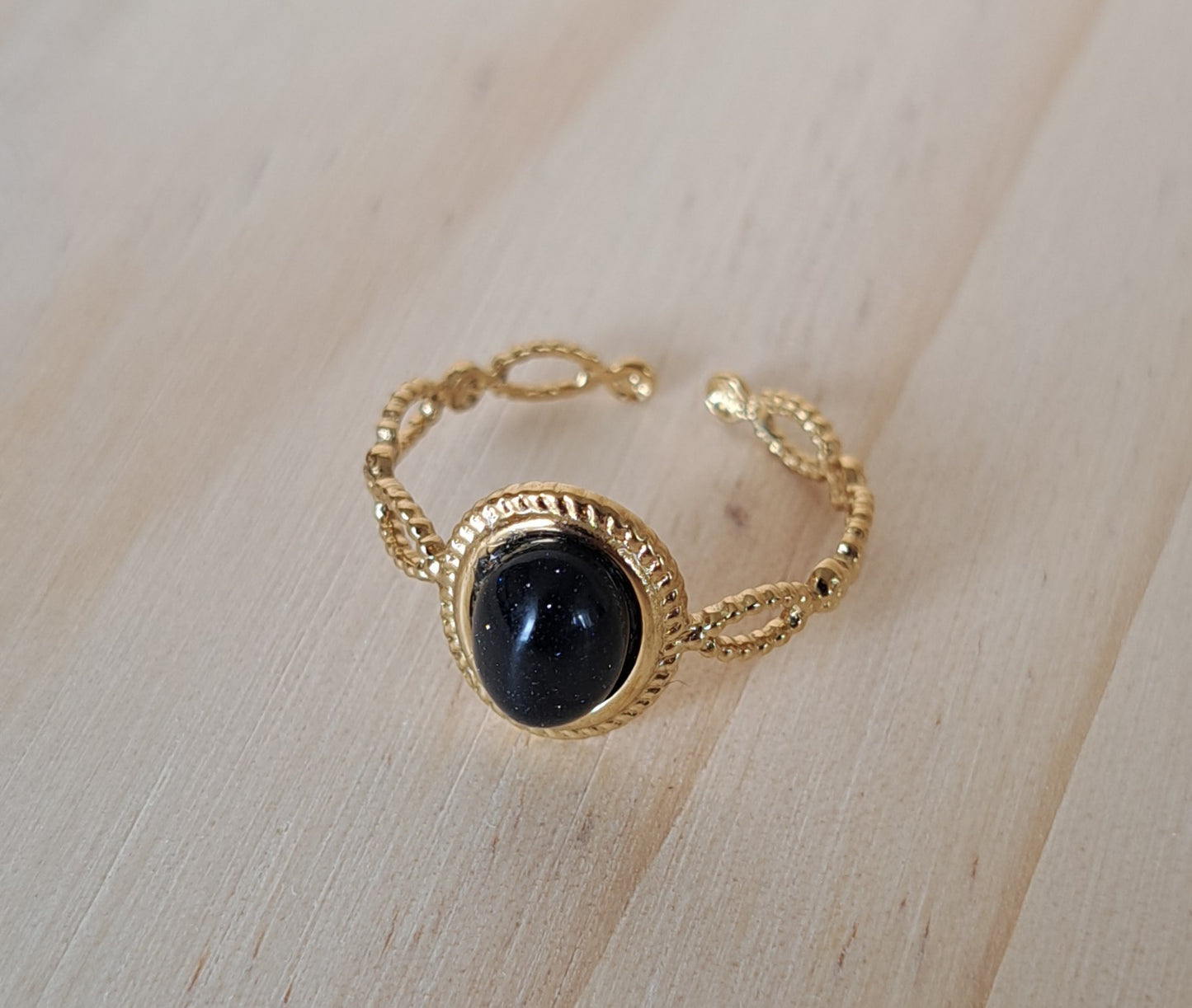 Bague sertie Blue stone - Argentée ou dorée