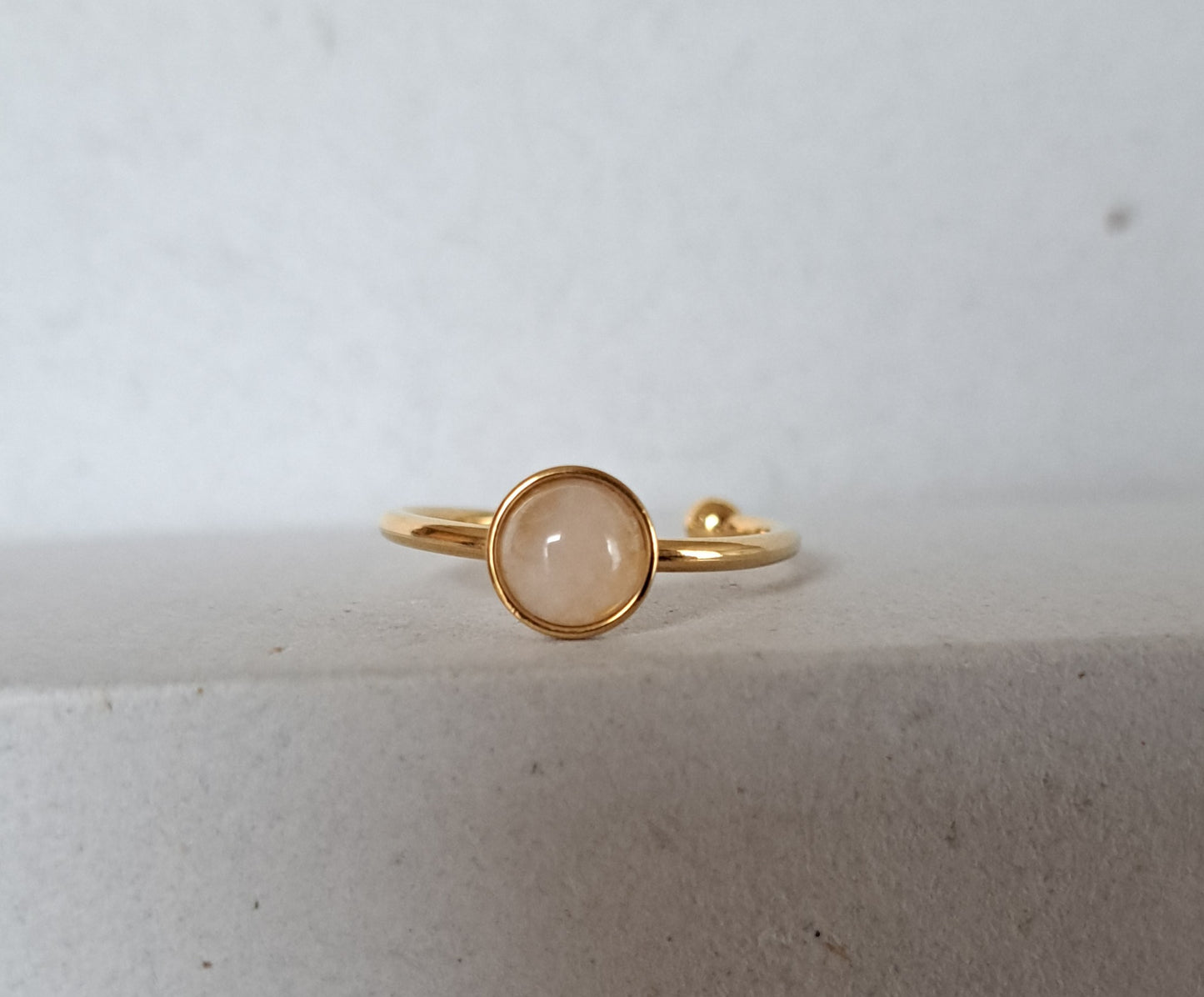 Bague fine Quartz rose - Réglable