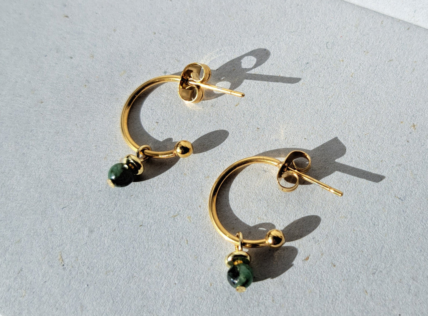 Emerald pearl earrings - Stainless steel
