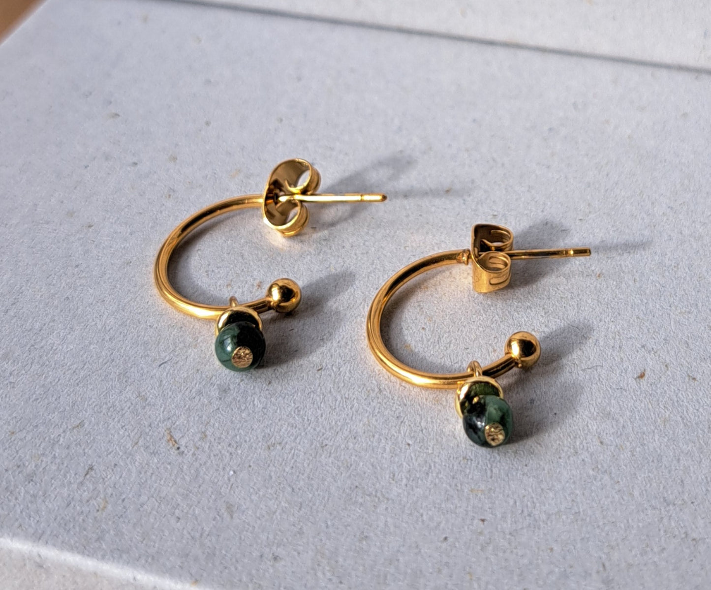 Emerald pearl earrings - Stainless steel