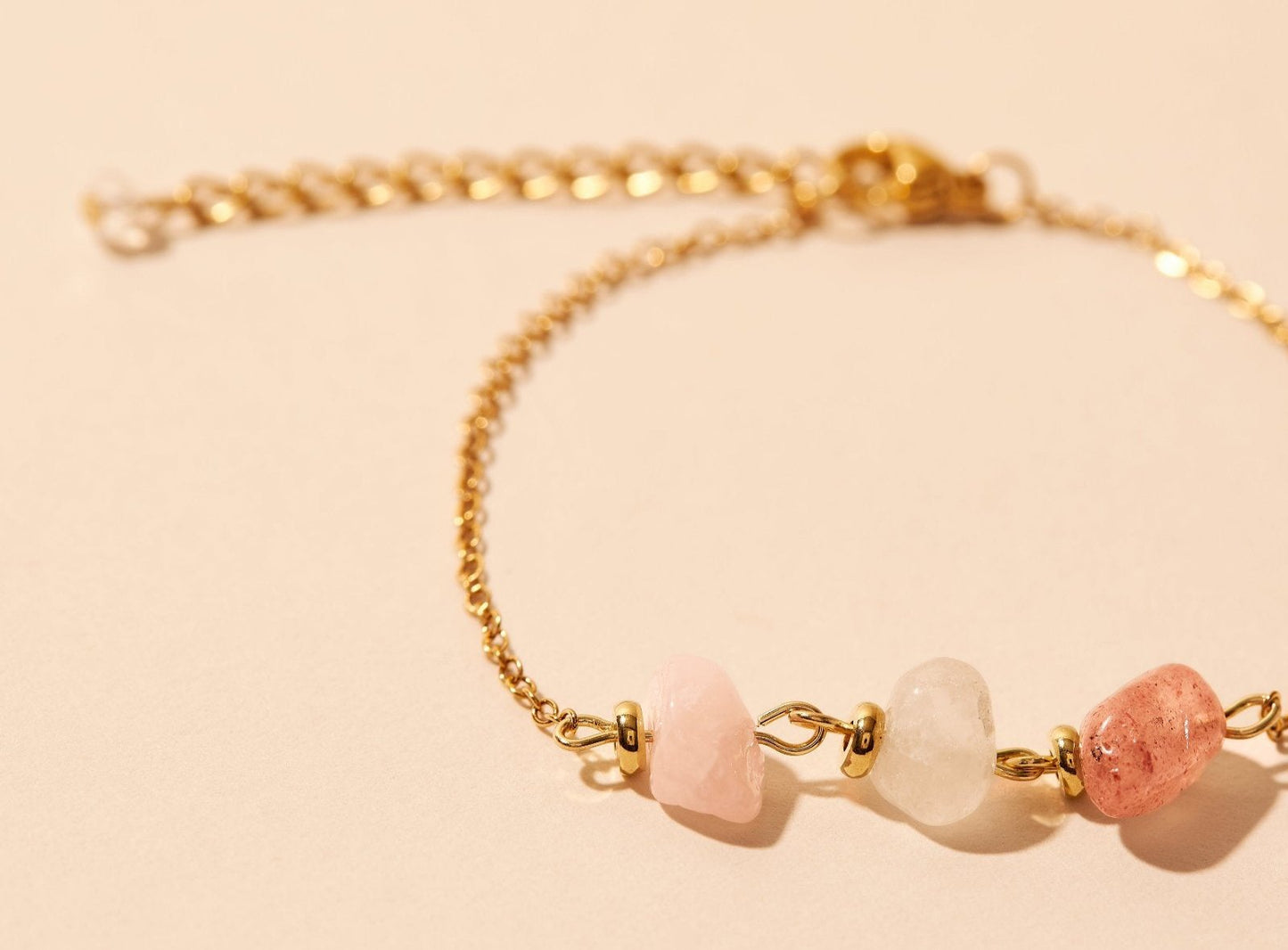 Bracelet HARMONIE 3 pierres de quartz - Acier inoxydable
