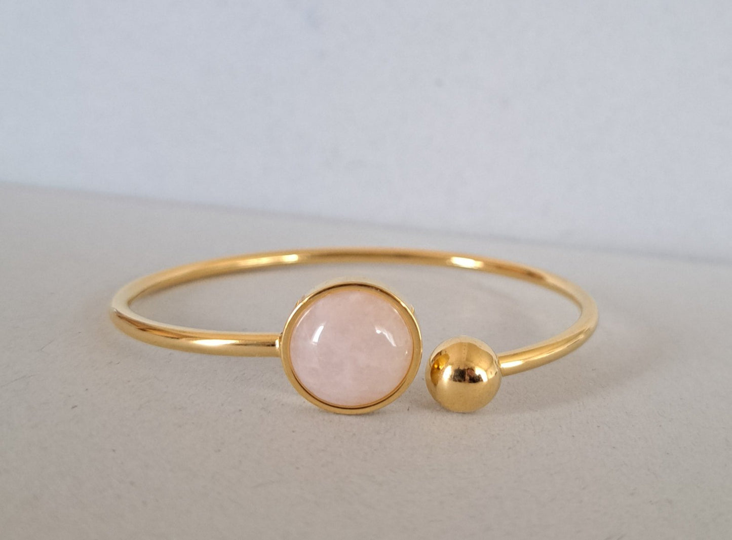 Bracelet jonc Quartz rose doré ou argenté