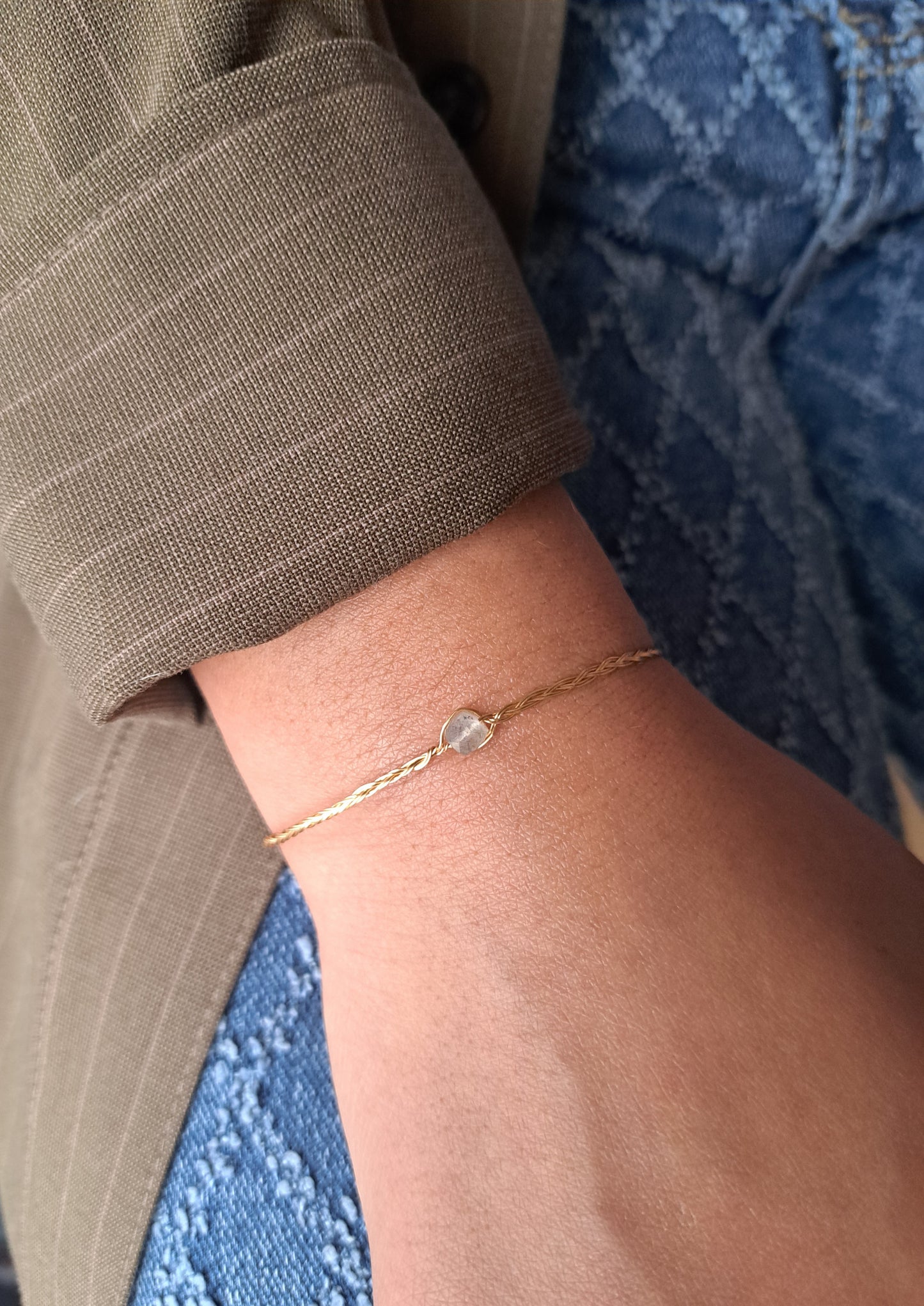 Bracelet tressé Labradorite - Argenté ou Doré