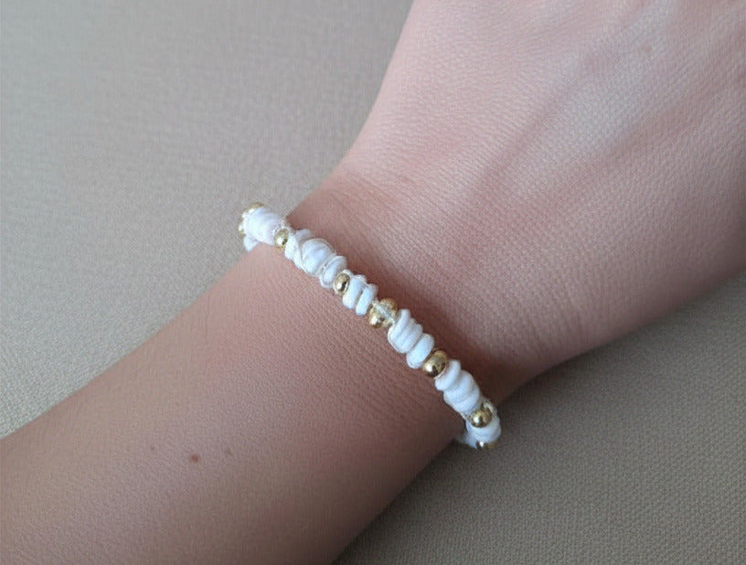 Bracelet nacre blanc et doré - SUMMER