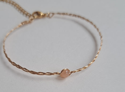 Bracelet tressé Pierre de soleil - Argenté ou Doré