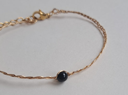 Bracelet tressé Tourmaline - Argenté ou Doré