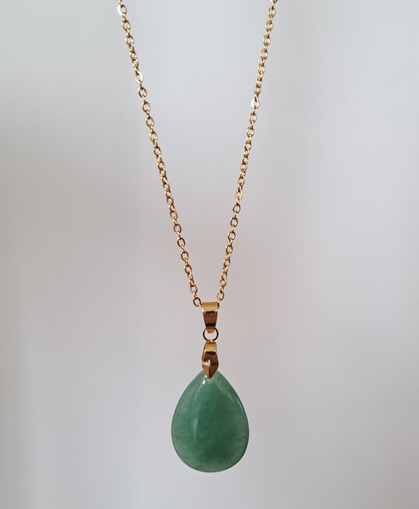 Collier pendentif Aventurine - Argenté ou doré