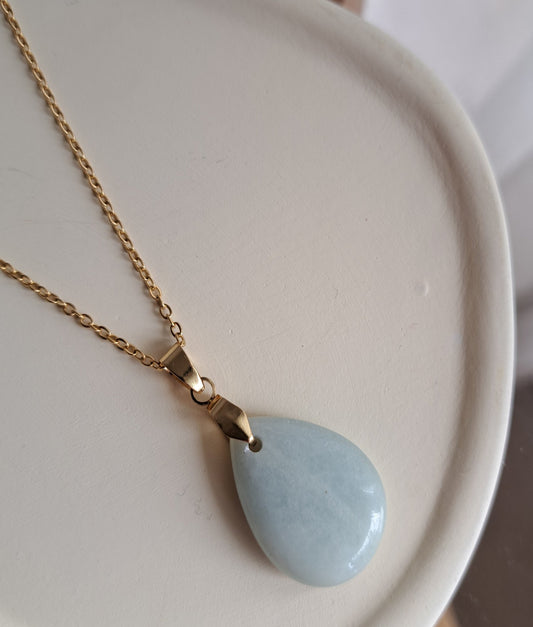 Collier pendentif Amazonite - Doré ou Argenté