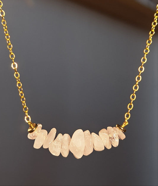 Rose quartz stone necklace