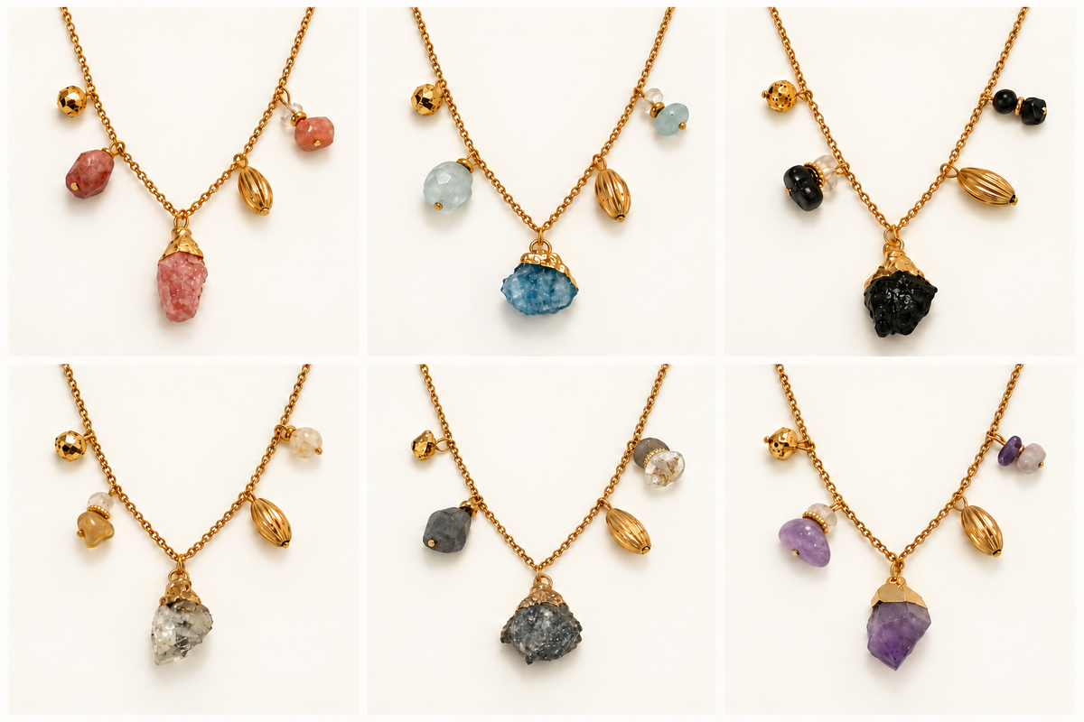 Collier 5 pendentifs - Pierre au choix