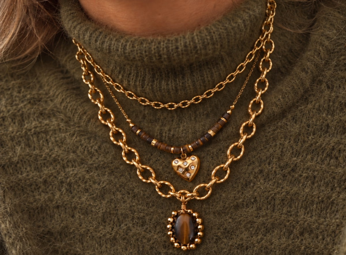 Collier Oeil de tigre - Doré ou argenté