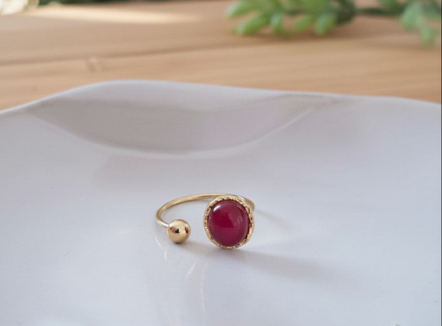 Bague réglable pierre naturelle au choix - Dorée ou argentée