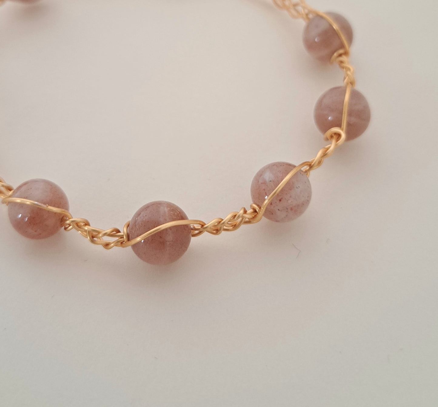 Bracelet tressé Confiance en soi - Pierre de soleil ou Calcite