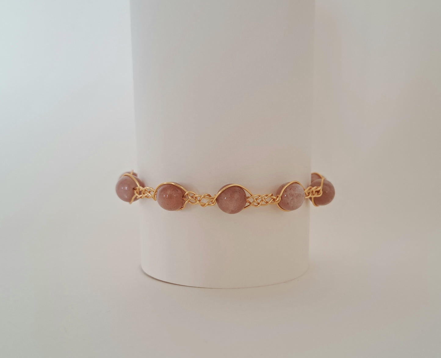 Bracelet tressé Confiance en soi - Pierre de soleil ou Calcite