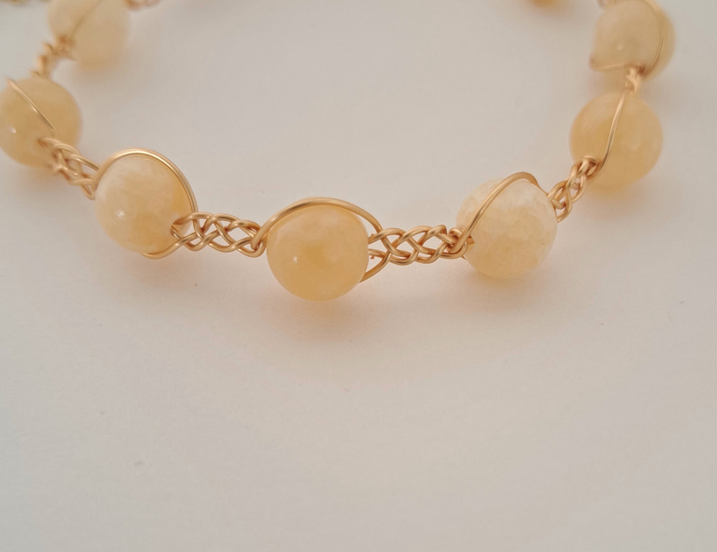 Bracelet tressé Confiance en soi - Pierre de soleil ou Calcite